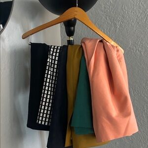 J. Crew Coral, Teal & Mustard Mini Skirt Set